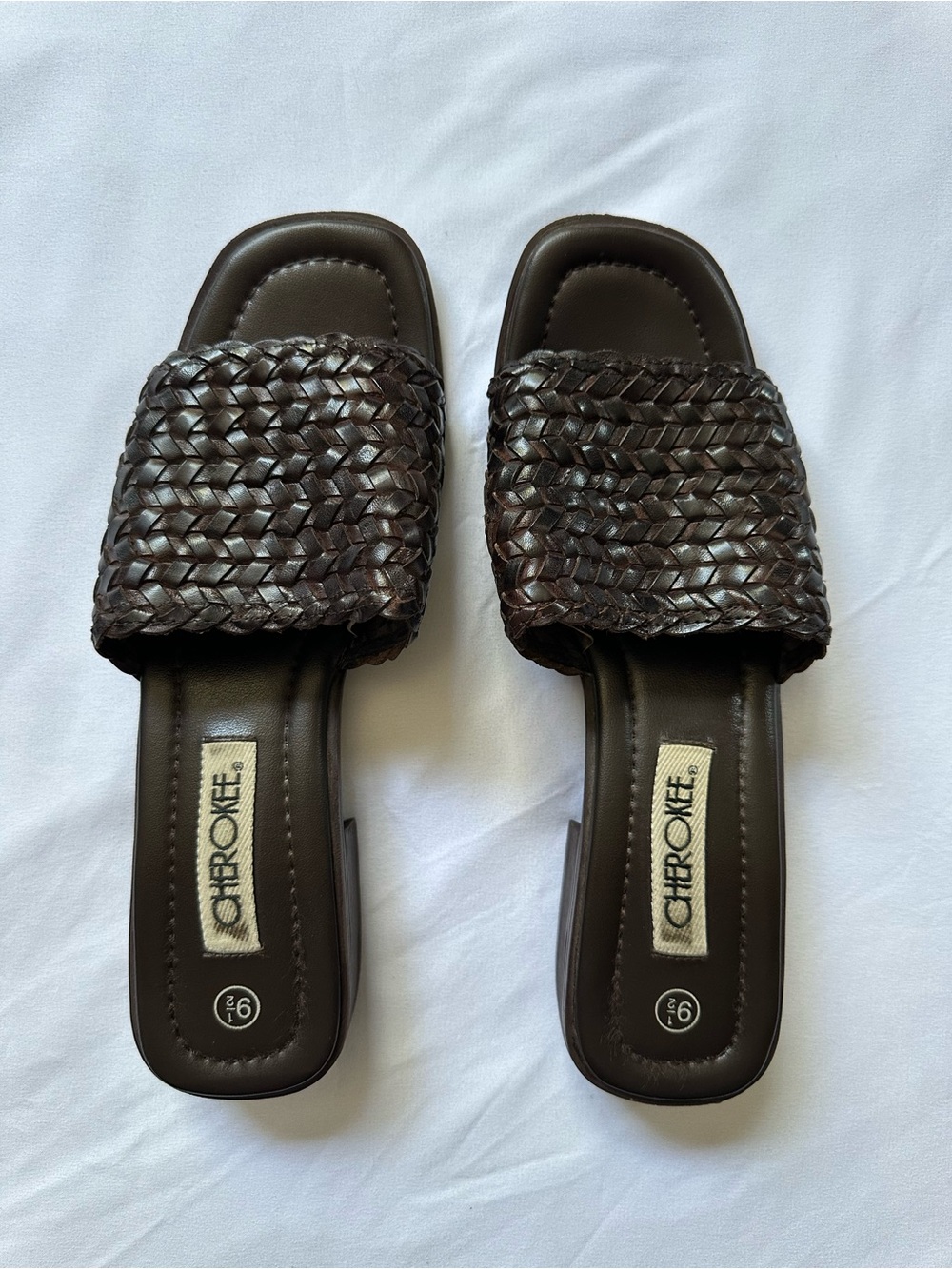 Cherokee Dark Brown Woven Slide Sandals